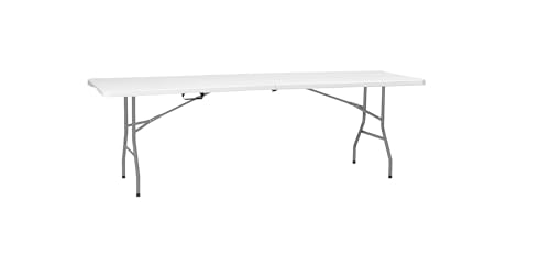 Alqbaio Mesa Plegable Catering | Mesa para Eventos en Interior y Exterior | Fabricada en Resina y Patas de Acero | Rectangular | Multiusos | Tamaño de 240 cm de Largo