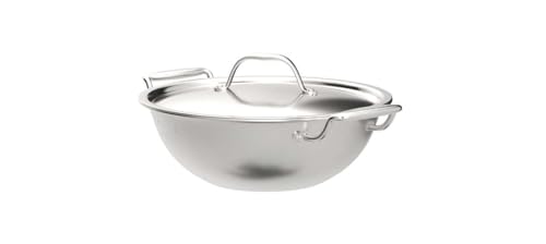 Image of Prabha Prima Kadhai Flat Bottom with Lid, Stainless Steel, Kitchen Kadhai, 26cm, 3.5L, Induction & Non Induction Base, 60 Months Warranty