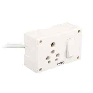 dhna laxmi Electrical 20A Power Extension Board with 2 Meter Heavy Duty Wire for Microwave, Induction Cooker, Fridge, Washing Machine, 1 Ton A.C, INOX Switch & Socket & Plug (White) Pack of (1)