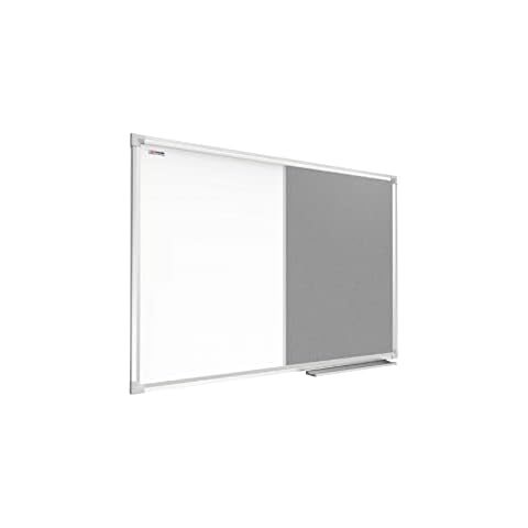 ALLboards Combination Board 2 in 1 Whiteboard & Grey Felt Board with Aluminium Frame 90x60cm, Pin Board Magnetic Board Cover