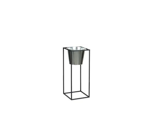 Macetero metal negro 24,5cm : pot de fleur design pour plante d'intérieur - 4