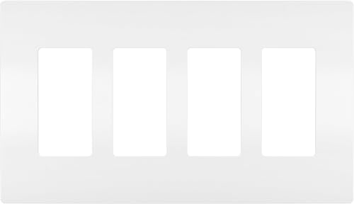 Image of Legrand radiant Screwless Wall Plates for Decorator Rocker Outlets, 4-Gang, White, RWP264WCC6 (Pack of 6)