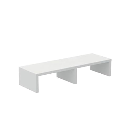 Image of flux Monitor Stand Wooden | Monitor Stand Riser | PC Stand For Desktop Table | , with 3 leg support, Non-Slip | Material: Particle Board Wood | Size: (59.5 cm x 20cm x 12cm) white
