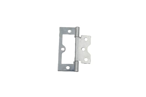 Image of Bright Zinc Plated Flush Hinges, 75mm/60mm/50mm, Pack of 2, Corrosion Resistant, Pre-drilled Holes (75mm)