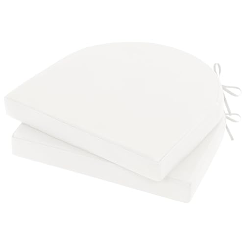 Topotdor Outdoor Chair Cushions Set of 2, 17"x16"x2" Waterproof Patio Chair Cushions for Outdoor Furniture, Round Corner Outdoor Seat Chair Pads with Ties for Patio Garden Dining Office, White