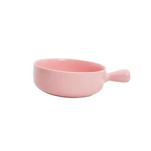 GETAJGHSD セラミック製耐熱フルーツサラダボウル ハンドル付き調理用オーブン対応食器 朝食 麺料理 離乳食に ピンク色家用