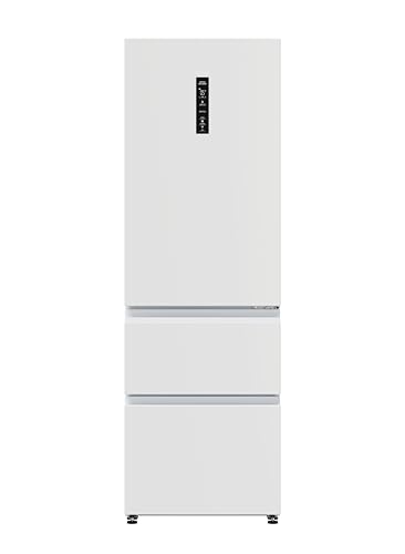 Haier 3D 60 Series 5 HTW5618DNPW Frigorífico Combi, 360 l, Botellero, Cajones Direct Access, Circular AirFlow, My Zone Pro, Humidity Zone, Total No Frost, Ancho 59.5 cm, Motor Inverter, LED, Blanco