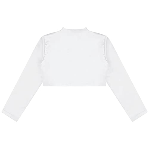 Hularka Kids Girls Long Sleeve Satin Shrug Bolero Open Front Cropped Cardigan Coat Flower Girl Dress Cover Up4