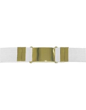 Parade Belt with no Eyelets, White, Nickel Hardware, Adj to 44