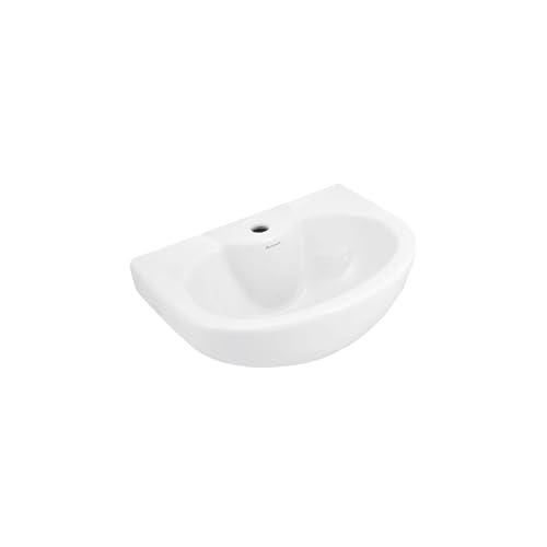 Image of PARRYWARE TAPTI Series Wall Mounted WASH Basin (White) with Faucet Hole | 450x330x210mm, Semi Circle | Ceramic Basin /Sink for Bathroom, Living Room | NOT Table /Counter Top | C04901C