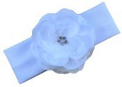 Infant Girls Emma Rhinestone Flower Soft Baby Headband Fits Newborn to 12 Months (White)4