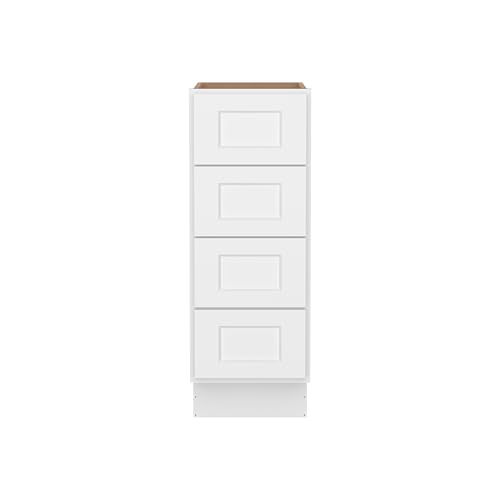 Image of Furinno Shaker Drawer Base Kitchen Cabinet with 4-Drawers, Ready to Assemble, 24 D x 12 W x 34.5 H, White