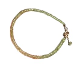 Bracelet péridot 3mm et argent sterling massif de style minimaliste