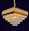 Image of Modern Crystal Square gold-black 400mm Chandelier Chandeliers Pendant Ceiling Light Fixture Flush Mount Chandelier for Dining Room Living Room Bedroom Foyer Hallway Entryway
