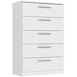 Cajonera Conforama OGGI Cómoda de Cinco cajones con un Armario de 71 cm de Ancho Tablero Laminado Minimalista de 16 mm para salón Dormitorio Oficina Look Moderno Blanco