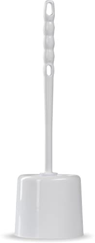 Image of Carlisle FoodService Products 36719700 Toilet Bowl Brush with Hideaway Holder, 16 inch, 14.5 inch Height, 3 inch Width, Polypropylene, White (Pack of 2)