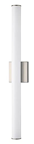 Image of Maxim Lighting Rail 30 inch Bath Vanity Light | Satin Nickel Aluminum Finish | Transitional Indoor Light Fixture | Ideal for Bathrooms & Powder Rooms | Dimmable Damp Rated | 52103SN