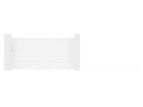 Vente-unique - Portail électrique coulissant aluminium plein L374 x H180 cm blanc - NAZARIO