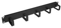 RAL9005 19" 1U Cable Management Panel, 5 Brackets, Steel