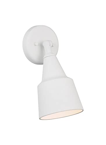 Image of Generation Lighting 1-Light 12-Inch Adjustable Flood Light in White | Wet-Rated, Compact Aluminum Fixture with Matching Shade, an Outdoor Lamp and Exterior Lighting Fixture for Home Security