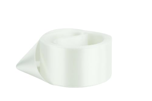Image of Ribbon Bazaar Double Faced Satin - Premium Gloss Finish - 100% Polyester Ribbon for Gift Wrapping, Crafts, Scrapbooking, Hair Bow, Decorating & More - 1 /4 inch Diamond White 50yd Spool