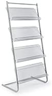 Displays2go 25" Floor Standing Magazine Rack, 4-Tier, Steel (MSMG4TGR),Silver
