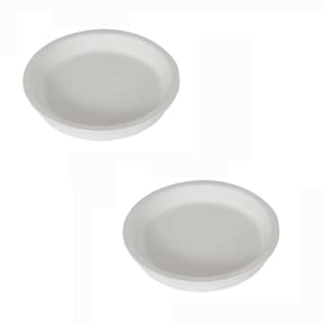 Lasaki Circular Plate Tray (Set of Two) Ceramic Pots for Indoor Plants,Planters,Flower,gamla,Outdoor,Succulent(Color: White)(D:13 cm,H:1.5 cm) cir002
