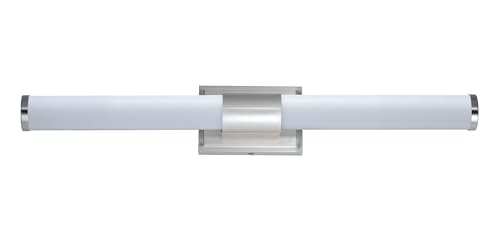 Image of Maxim Lighting Optic 30 inch 2-Light Bath Vanity Light | Satin Nickel Aluminum Finish | White Glass Shade | Transitional Indoor Light Fixture | Ideal for Bathrooms & Powder Rooms | 52116WTSN