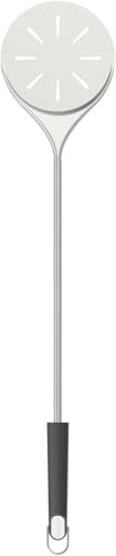Witt Stainless Steel Pizza Turning Peel - 6.5 Diameter Long Handle Nonstick Lightweight Perforated Design Essential for Pizza Oven Owners Chefs Cooks Bakers