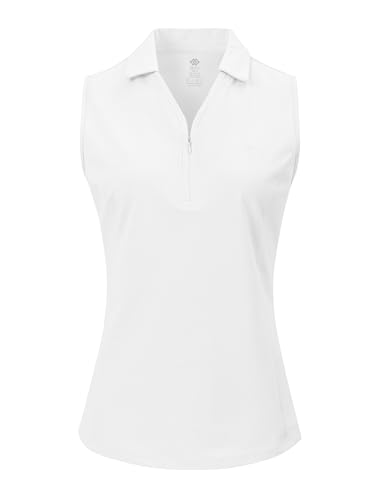 AjezMax Mujer Polo sin Manga Deportes Tenis Golf Poloshirt con Botón Verano Correr Camiseta Trabajo Transpirable Yoga Tops