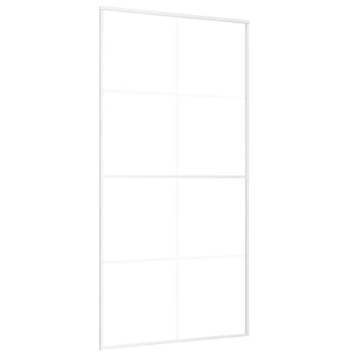 vidaXL Puerta Corredera Herrajes Entrada Corrediza Deslizante Cuarto de Baño Salón Sala de Estar Habitación ESG Vidrio y Aluminio Blanca 102,5x205 cm
