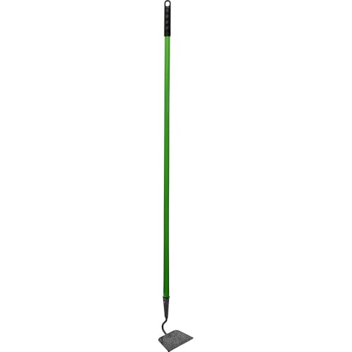 140cm Garden Draw Long Hoe with Handle - Carbon Steel Heavy Duty Garden Tool Cultivator | Dutch, Draw, & Edge Hoes, Outdoor Gardening Tools | Shaping Soil Digging | Black Rubber Grip Handle - Green