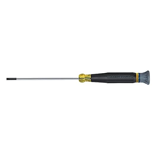 Klein Tools 614-4 Flat Screwdriver, Precision Electronics Screwdriver, 1/8-Inch Cabinet Tip, 4-Inch Shank