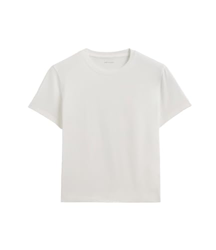 MetHera Women's 100% Cotton Basic Crew Neck T-Shirt - Soft Relaxed Fit Box Cut Casual Tee, Breathable Summer Top for Lounge, Everyday Wear & Outdoor Activities (L, White)