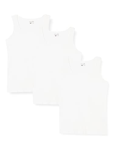 BES7R Bd161 Camiseta de Tirantes, Blanco (Paquete de 3), S (Pack de 3) para Mujer