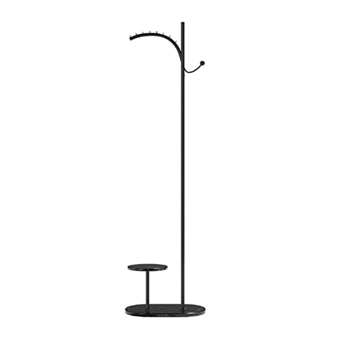 XDAWQP Perchero de Metal con Base de mármol y Estante, Perchero Alto de Hierro Forjado, Moderno y Sencillo, para Dormitorio, para Colgar Ropa, Sombreros y Bolsos.，Black+Black