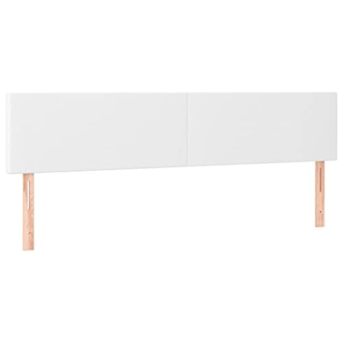 vidaXL Cabecero con Luces LED Cabecero de Cama Cabezal Tapizado para Cama de Matrimonio Mueble Dormitorio Interior Cuero Sintético Blanco 180x5x78/88 cm