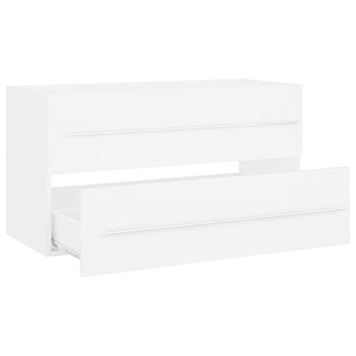 Vantook Single-Sink Bathroom Vanity Base Cabinet With Mirror, Wall Mounted Under Sink Cabinet With A Drawer, Wall Mounted Pedestal Sink Bathroom Vanity, 35.4 W X 15.2 D, White(No Sink) #TOP7