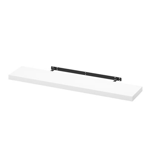WOLTU Etagere Murale, Etagere, Étagère Murale Bois pour Salon, Cuisine, Chambre, Salle de Bain 110x22.9x3.8cm, Blanc RG9316ws