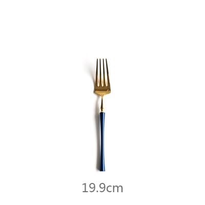 Besteckset, Besteckset, Retro-Edelstahl 304, hochglanzpoliert, Blaugold, Haupttafelmesser, Gabel und Löffel, Blaugold, 30-teilig für 1 Person (Blaugold, 36-teilig für 12 Personen)