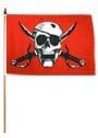 One Dozen Crimson Pirate 12x18in Stick Flags.