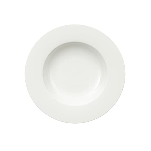 Villeroy & Boch - Royal Suppenteller/tiefer Speiseteller, 24 cm, Premium Porzellan, spülmaschinen-, mikrowellengeeignet, Weiß
