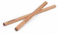 Natural 14 inch rhythm sticks pair - one plain one beaded