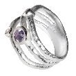 Chic-Net Silberring hell oxidiert lila Glitzersteine Ringe aus 925er Sterling Silber Damen Schmuck