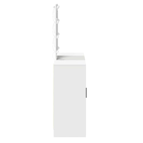 Tocador blanco de madera con espejo y luces para dormitorio Mangloder 102cm 7