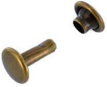 RV79 Double Cap Rivet, Cap 7mm, Post 9mm, Antique Brass, Solid Brass-LL (100 sets per bag)