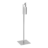 Physa Distributeur De Gel Hydroalcoolique Borne Colonne Solution Hydro Alcoolique Désinfection Des Mains Gel Désinfectant PHY-DDS01 (1 l, Sur Pied, Plaque 32 x 32 cm, Rechargeable, Inox)