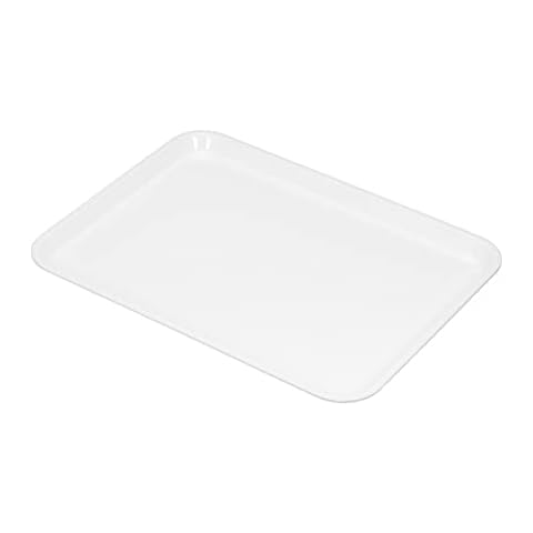 PATIKIL 12x8" Fast Food Tray, Plastic Reusable Recyclable Multi-Purpose Rectangle Serving Tray for Restaurant Home Kitchen, White Cover
