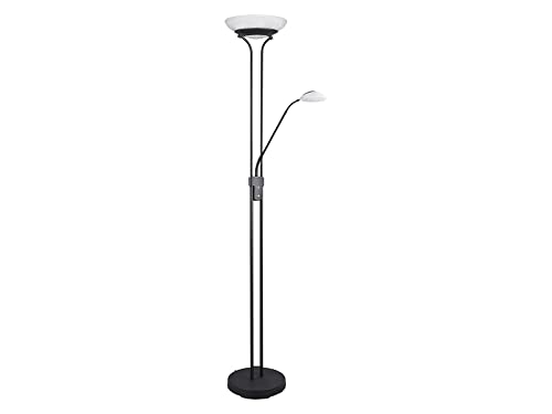 Reality Leuchten LED Deckenfluter ORSON Schwarz mit Leselicht, dimmbar flexibel - 180cm
