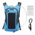 SUNGOOYUE Mochila Solar para Exteriores, Mochila Multifunción de Nailon Duradero con Panel Solar de 6,5 W y Bolsa de Agua de 2 L para Viajar en Bicicleta (Azul)